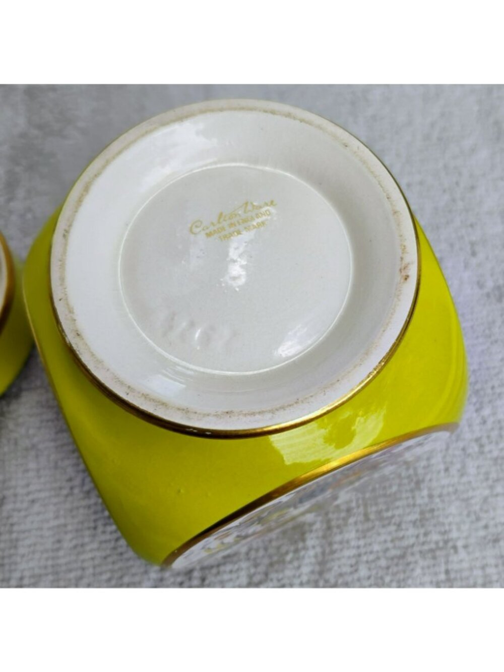 Carlton Ware Yellow Lidded Ginger Jar, Bird Fruit Design Made In England 5" - Picture 7 of 9
